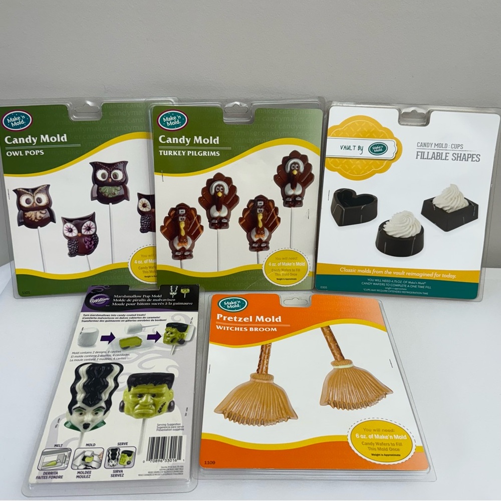 Make’n Mold & Wilton Candy Mold Lot of 5 – Halloween Thanksgiving Christmas New